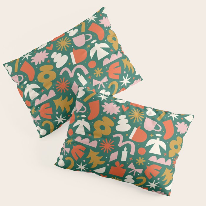 Abstract retro organic christmas shape pattern Pillow Sham Gallery Image 3