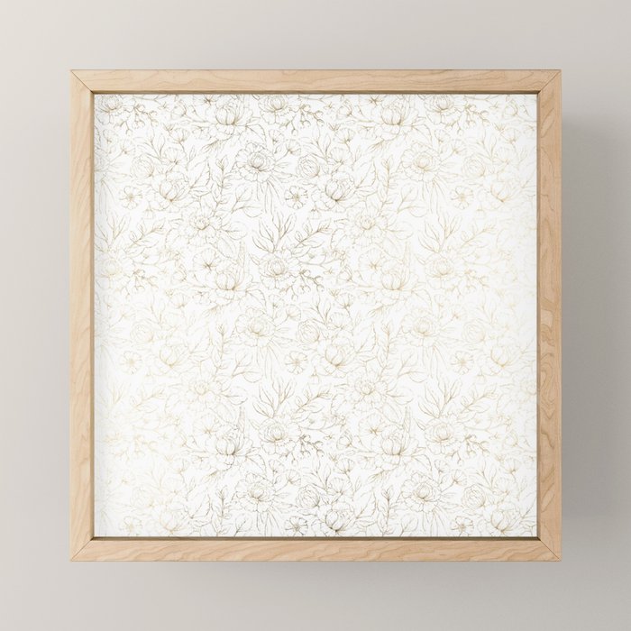 Elegant simple modern faux gold white floral Mini Art Print Gallery Image 1