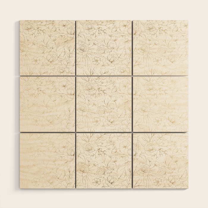 Elegant simple modern faux gold white floral Wood Wall Art Gallery Image 1
