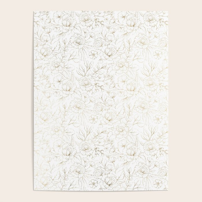 Elegant simple modern faux gold white floral Poster Gallery Image 4