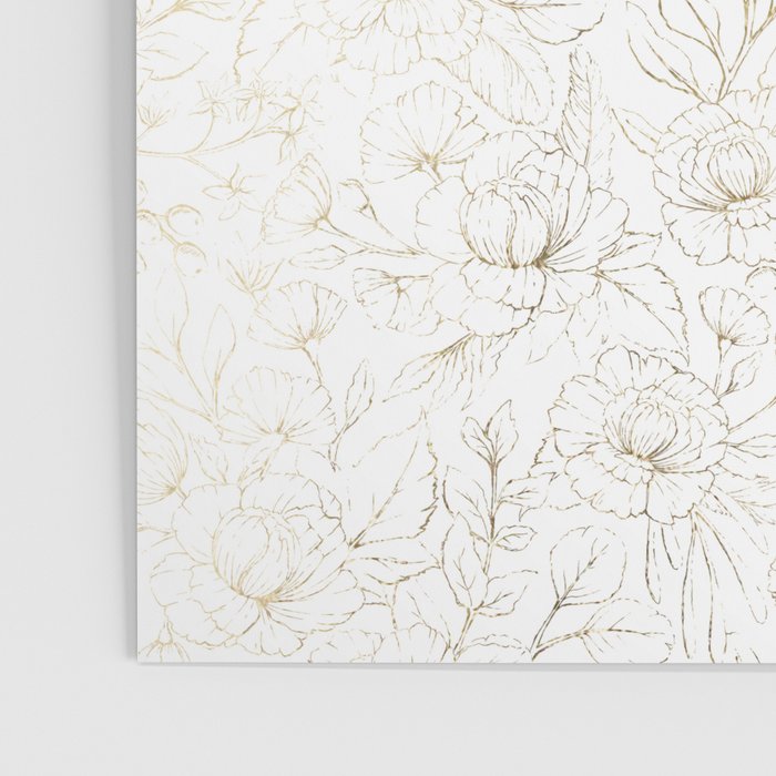 Elegant simple modern faux gold white floral Poster Gallery Image 3