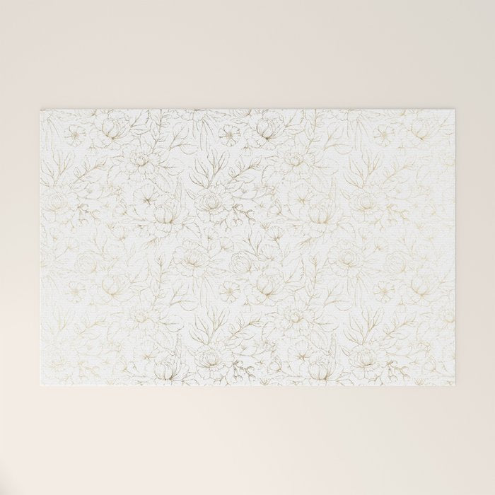 Elegant simple modern faux gold white floral Welcome Mat Gallery Image 1