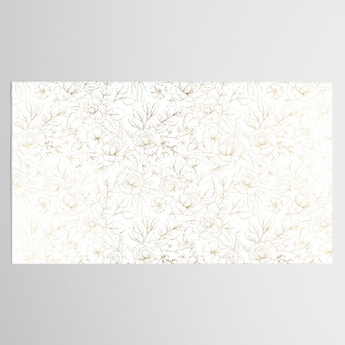 Elegant simple modern faux gold white floral Tablecloth Gallery Image 2