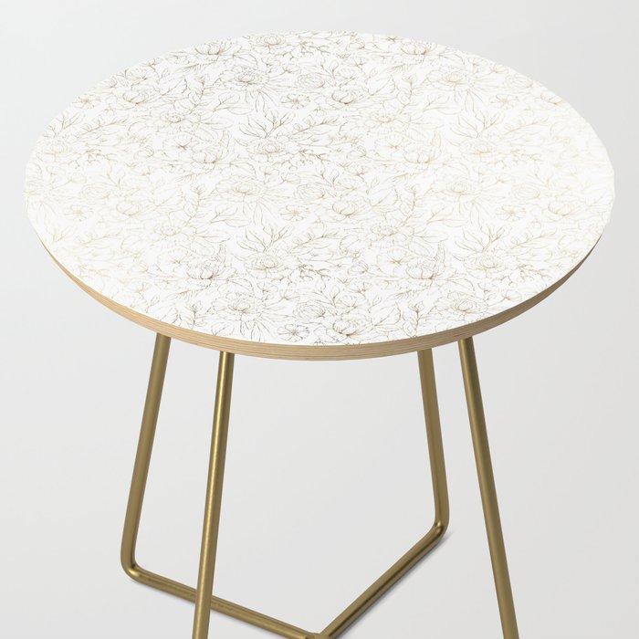 Elegant simple modern faux gold white floral Side Table Gallery Image 2