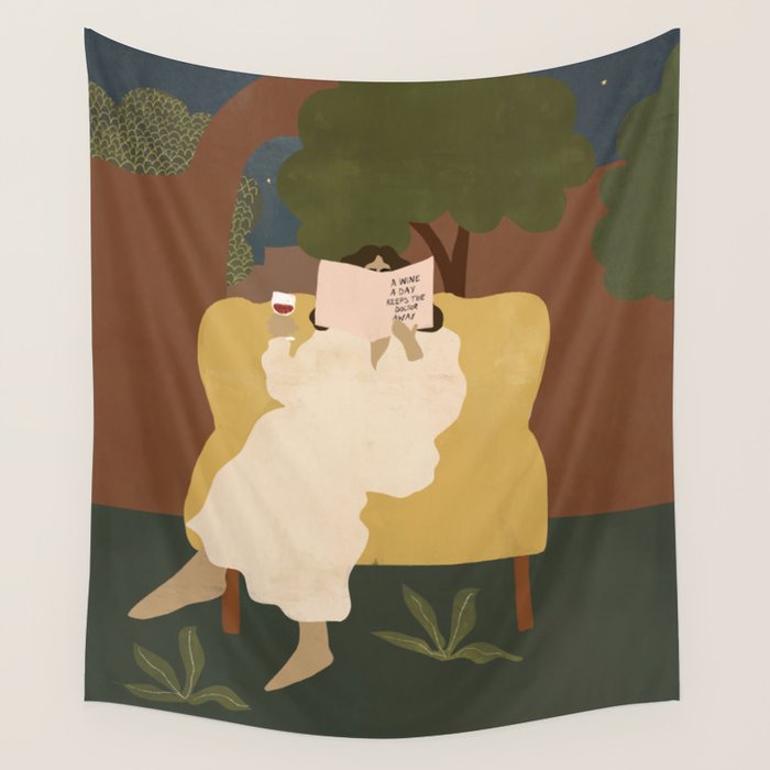 A wine a day keeps the doctor away Wall Tapestry Gallery Image 1