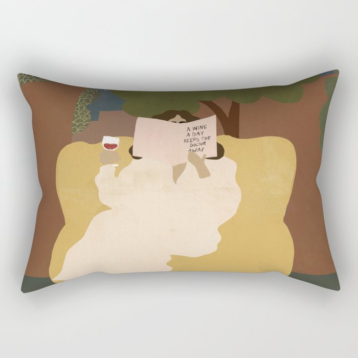 A wine a day keeps the doctor away Rectangular Pillow Gallery Image 1