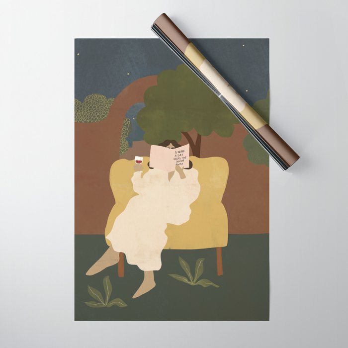A wine a day keeps the doctor away Wrapping Paper Gallery Image 1