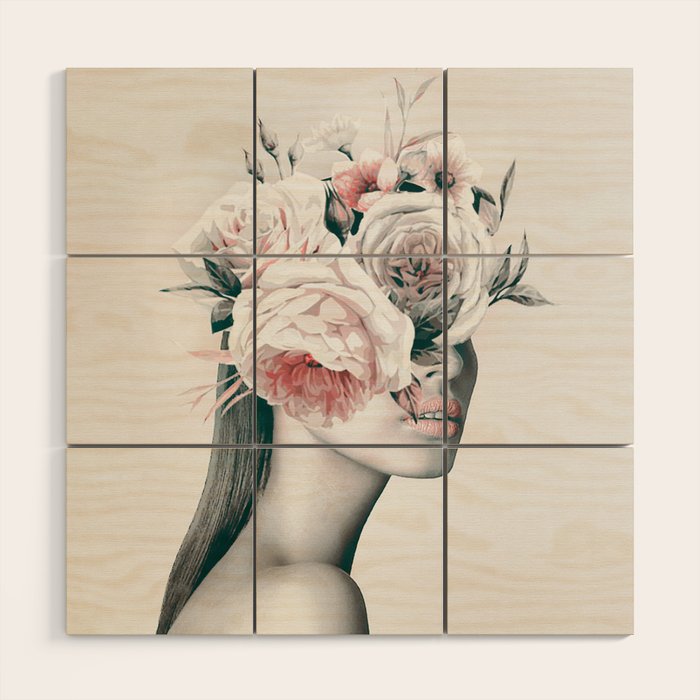 WOMAN WITH FLOWERS 11 Wood Wall Art Gallery Image 1