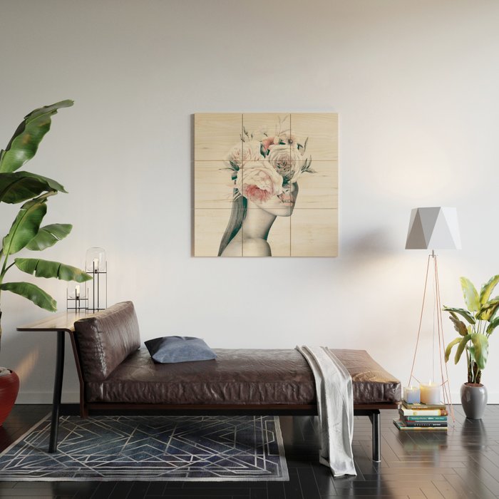 WOMAN WITH FLOWERS 11 Wood Wall Art Gallery Image 2