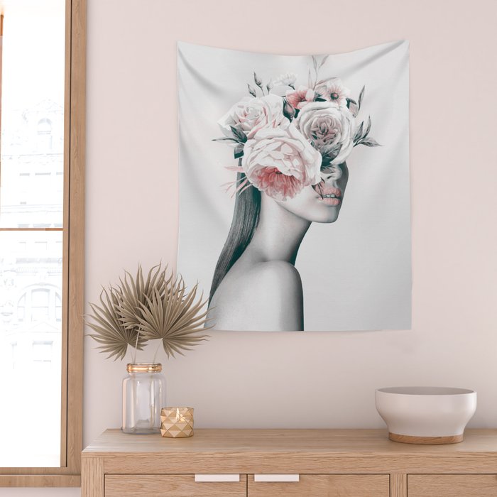 WOMAN WITH FLOWERS 11 Wall Tapestry Gallery Image 2