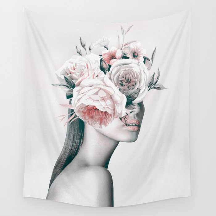 WOMAN WITH FLOWERS 11 Wall Tapestry Gallery Image 4