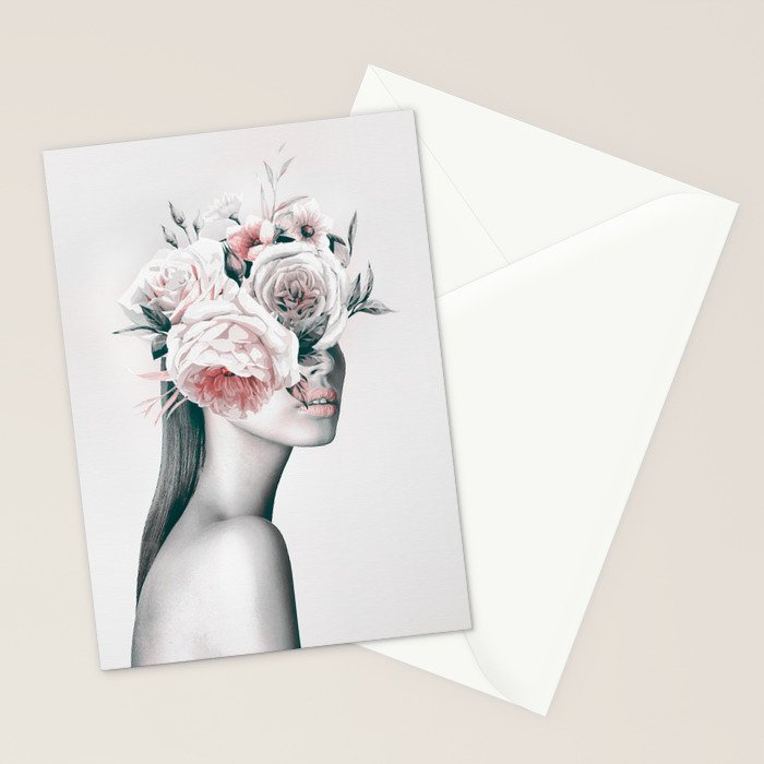 WOMAN WITH FLOWERS 11 Stationery Card Gallery Image 2