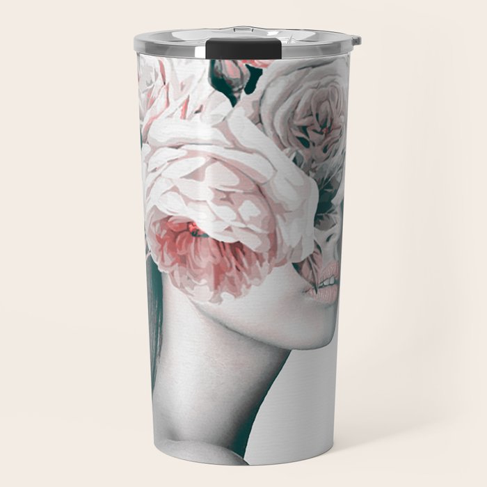 WOMAN WITH FLOWERS 11 Travel Mug Gallery Image 1