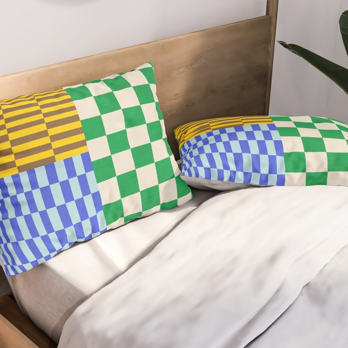 Retro Checkerboard Collage 02 Pillow Sham Gallery Image 2