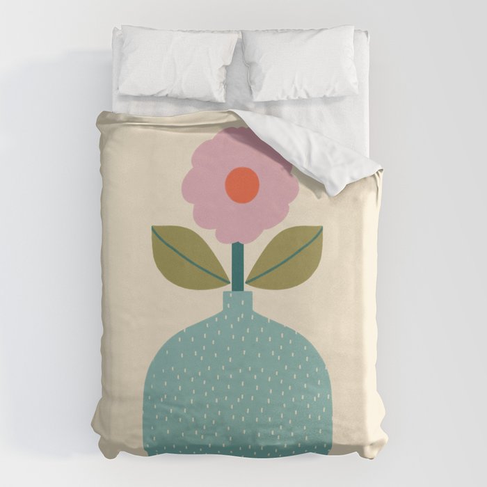 Modern Floral - Green Vase  Duvet Cover Gallery Image 1