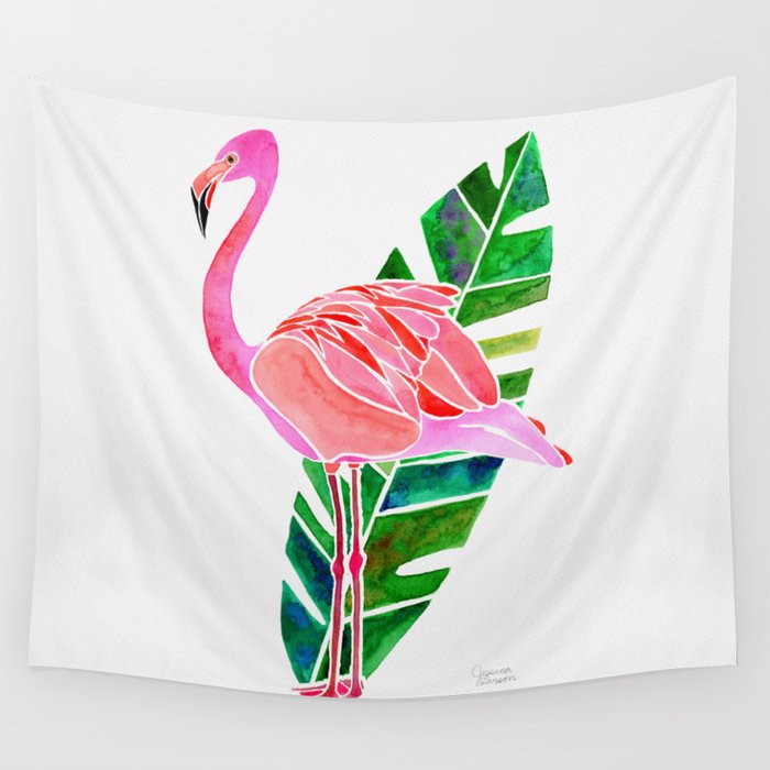 Flamingo and Banana Leaf Wall Tapestry Gallery Image 1