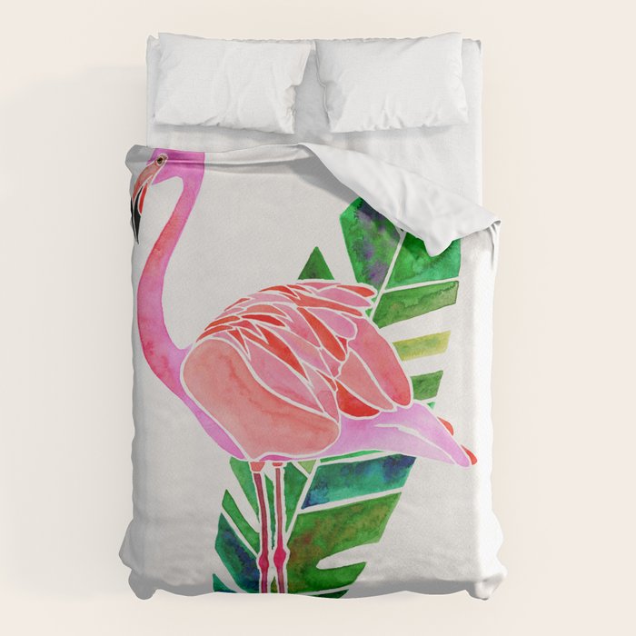 Flamingo and Banana Leaf Duvet Cover Gallery Image 1