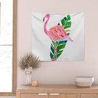 Flamingo and Banana Leaf Wall Tapestry Gallery Image 2