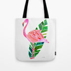 Flamingo and Banana Leaf Tote Bag Gallery Image 1