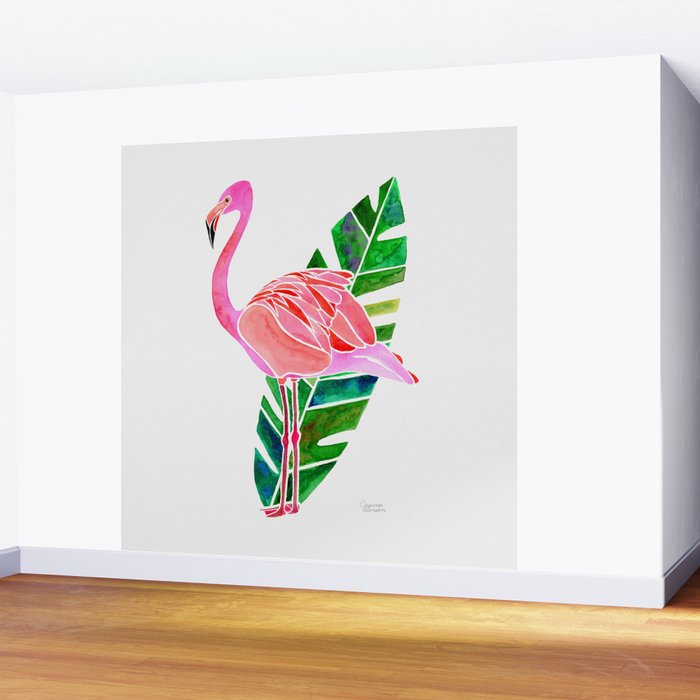 Flamingo and Banana Leaf Wall Mural Gallery Image 2