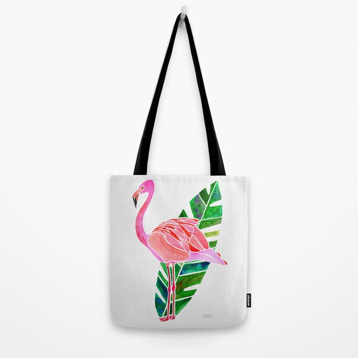 Flamingo and Banana Leaf Tote Bag Gallery Image 2