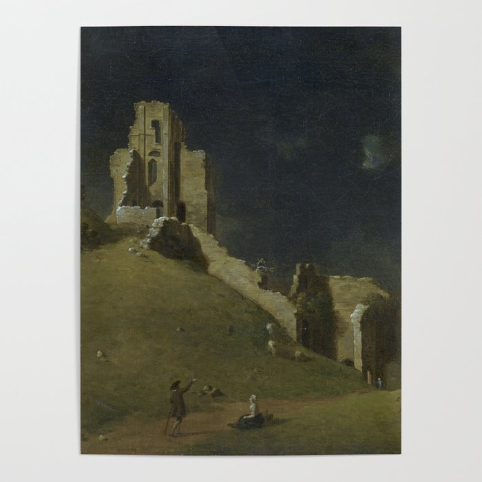Corfe Castle, Dorset by John Inigo Richards Antique Oil Painting  Poster Gallery Image 4