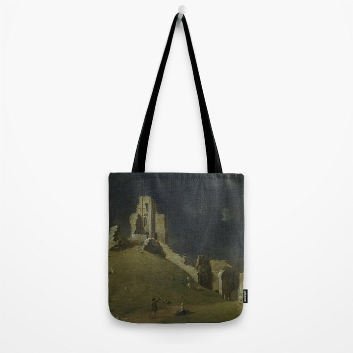 Corfe Castle, Dorset by John Inigo Richards Antique Oil Painting  Tote Bag Gallery Image 2