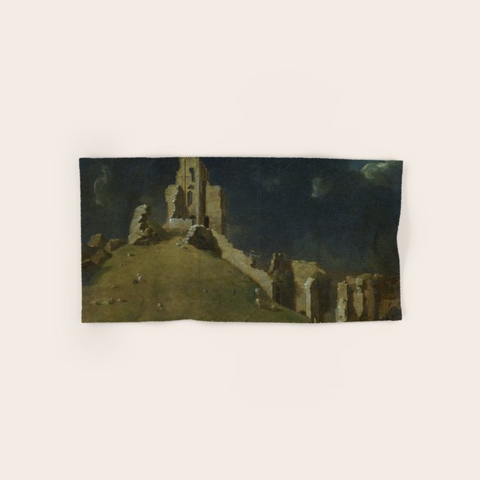 Corfe Castle, Dorset by John Inigo Richards Antique Oil Painting  Bath Towel Gallery Image 1