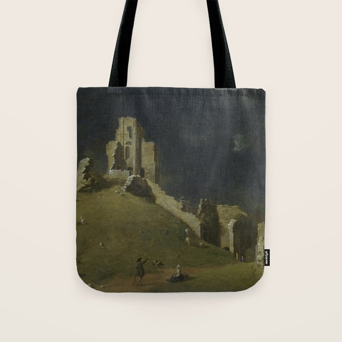 Corfe Castle, Dorset by John Inigo Richards Antique Oil Painting  Tote Bag Gallery Image 1