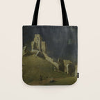 Corfe Castle, Dorset by John Inigo Richards Antique Oil Painting  Tote Bag Gallery Image 1