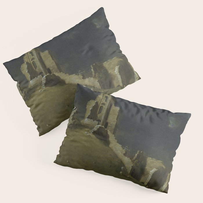 Corfe Castle, Dorset by John Inigo Richards Antique Oil Painting  Pillow Sham Gallery Image 3
