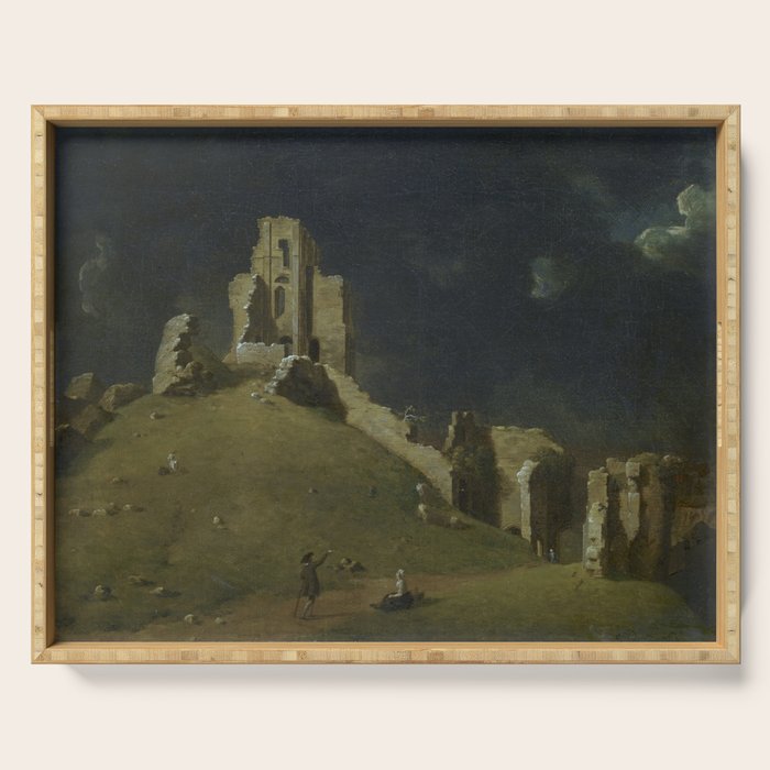 Corfe Castle, Dorset by John Inigo Richards Antique Oil Painting  Serving Tray Gallery Image 1