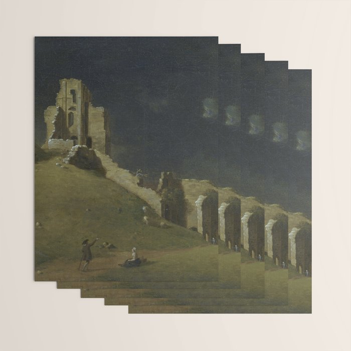 Corfe Castle, Dorset by John Inigo Richards Antique Oil Painting  Wrapping Paper Gallery Image 3