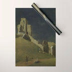Corfe Castle, Dorset by John Inigo Richards Antique Oil Painting  Wrapping Paper Gallery Image 1