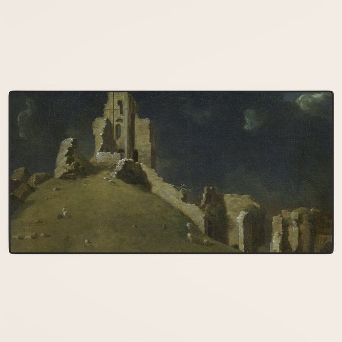 Corfe Castle, Dorset by John Inigo Richards Antique Oil Painting  Desk Mat Gallery Image 3