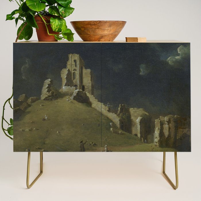 Corfe Castle, Dorset by John Inigo Richards Antique Oil Painting  Credenza Gallery Image 1