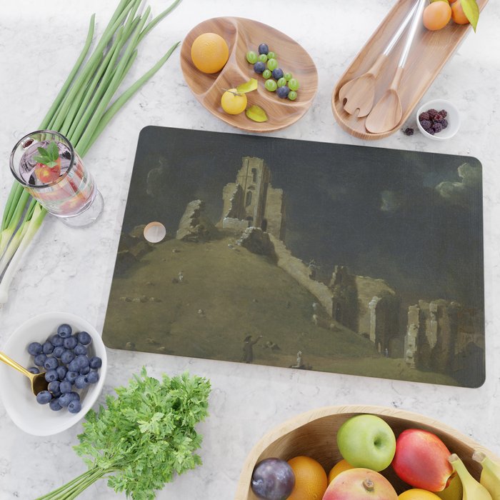 Corfe Castle, Dorset by John Inigo Richards Antique Oil Painting  Cutting Board Gallery Image 2