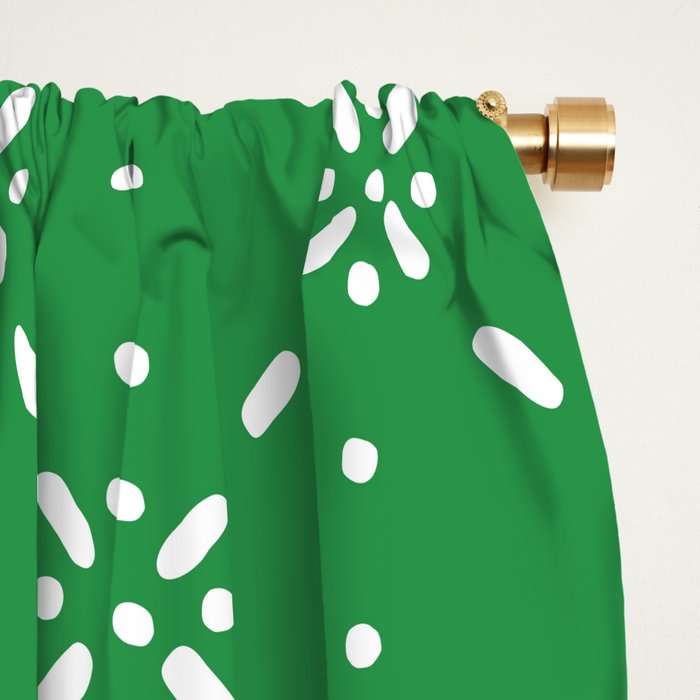 Christmas snowflake vector with simple modern white stitches on green background pattern Window Curtain Gallery Image 2