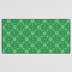 Christmas snowflake vector with simple modern white stitches on green background pattern Desk Mat Gallery Image 3