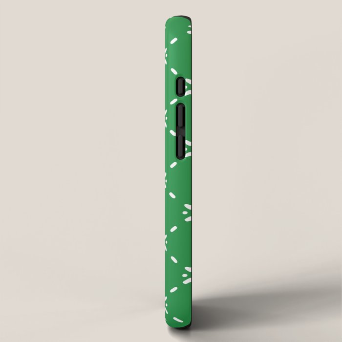 Christmas snowflake vector with simple modern white stitches on green background pattern iPhone Case Gallery Image 2