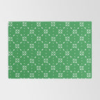 Christmas snowflake vector with simple modern white stitches on green background pattern Rug Gallery Image 2