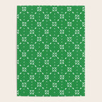 Christmas snowflake vector with simple modern white stitches on green background pattern Poster Gallery Image 4