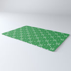Christmas snowflake vector with simple modern white stitches on green background pattern Rug Gallery Image 3