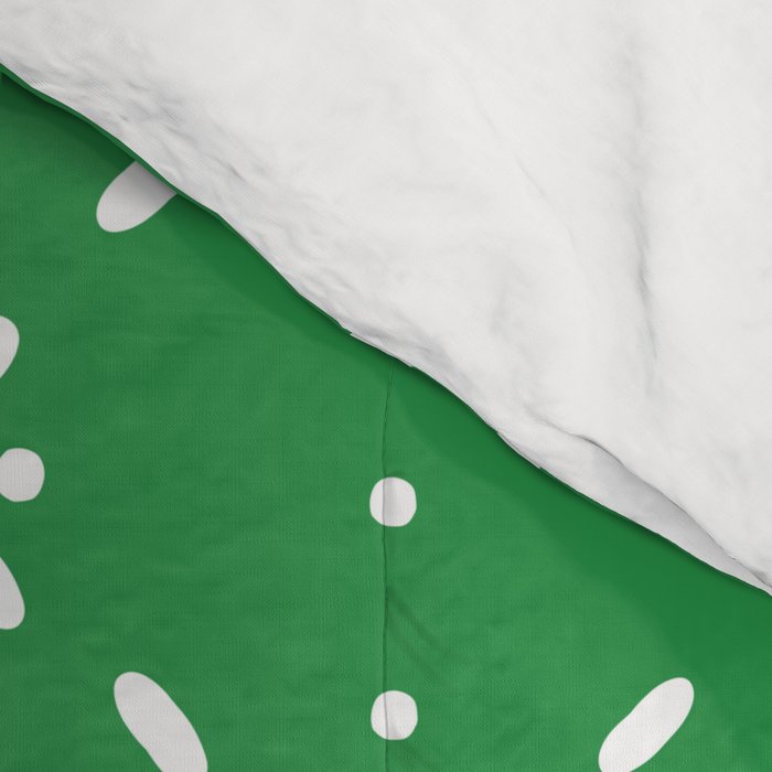 Christmas snowflake vector with simple modern white stitches on green background pattern Comforter Gallery Image 4