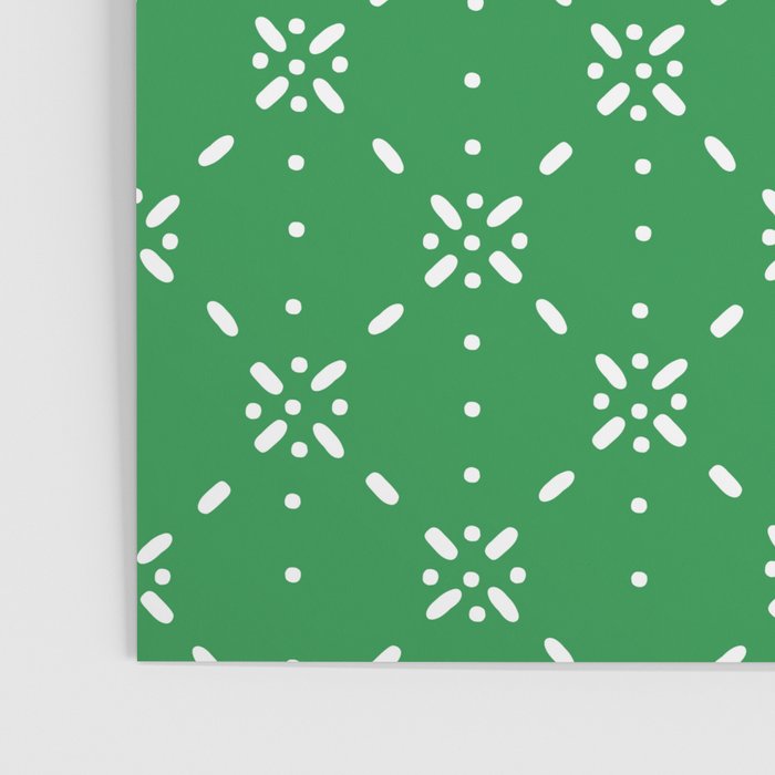 Christmas snowflake vector with simple modern white stitches on green background pattern Poster Gallery Image 3