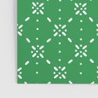 Christmas snowflake vector with simple modern white stitches on green background pattern Poster Gallery Image 3