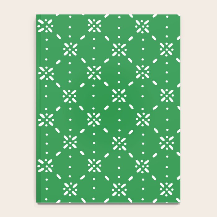 Christmas snowflake vector with simple modern white stitches on green background pattern Notebook Gallery Image 4