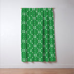 Christmas snowflake vector with simple modern white stitches on green background pattern Window Curtain Gallery Image 3