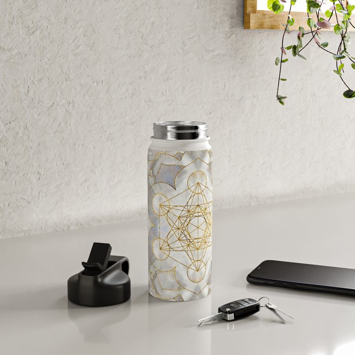 Metatron's Cube in lotus Sacred Geometry  Water Bottle Gallery Image 4