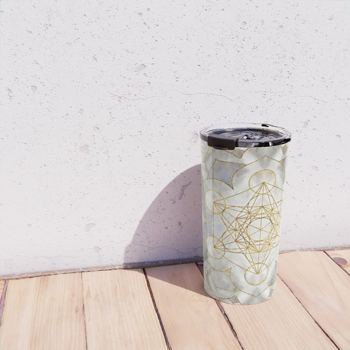 Metatron's Cube in lotus Sacred Geometry  Travel Mug Gallery Image 4